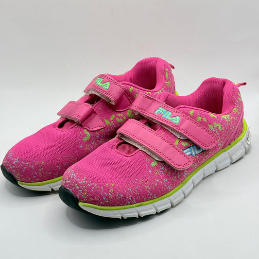 Fila Pink & Lime Velcro Sneakers – Size 5