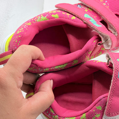 Fila Pink & Lime Velcro Sneakers – Size 5