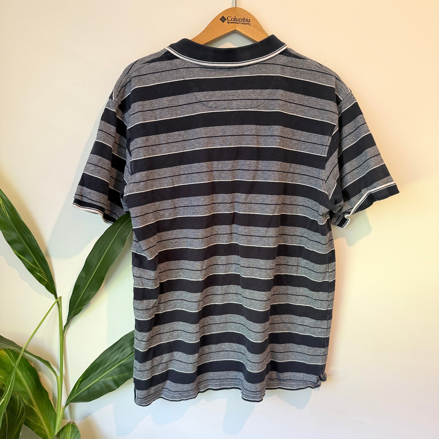 Chisel Mens Short Sleeve Polo Shirt Navy Blue Striped - Size XL