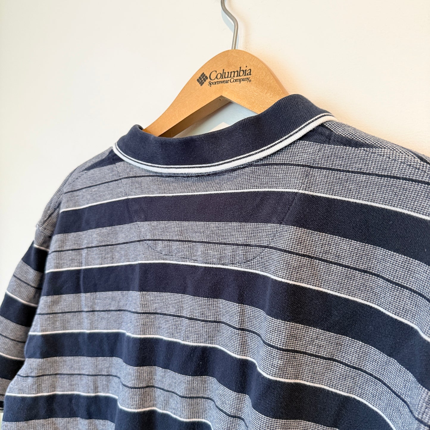 Chisel Mens Short Sleeve Polo Shirt Navy Blue Striped - Size XL
