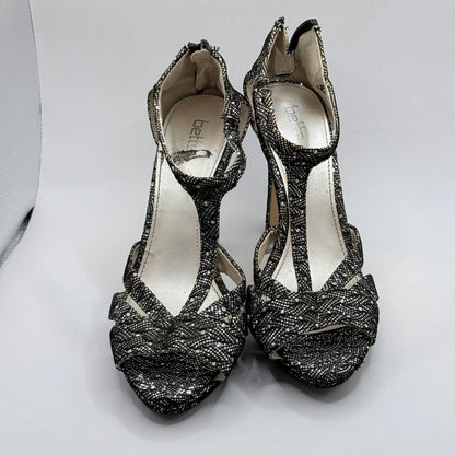 Betts Sadie Black & Silver Glitter T-Bar Heels – Size 9