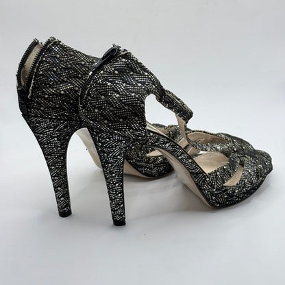 Betts Sadie Black & Silver Glitter T-Bar Heels – Size 9