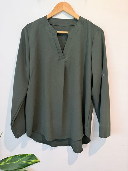 Brand Unknown Size L V-Neck Long-Sleeve Top