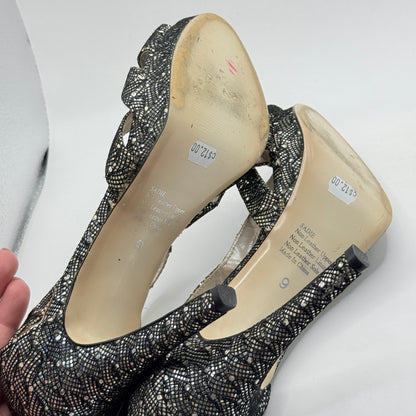 Betts Sadie Black & Silver Glitter T-Bar Heels – Size 9