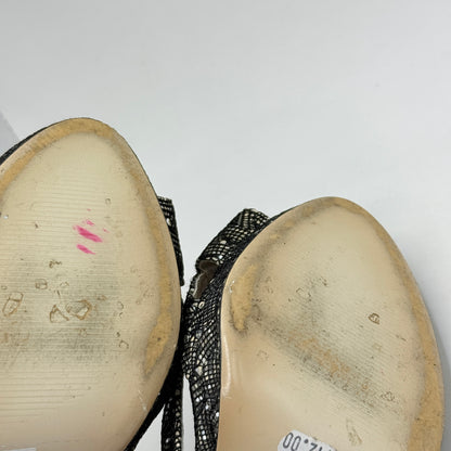 Betts Sadie Black & Silver Glitter T-Bar Heels – Size 9