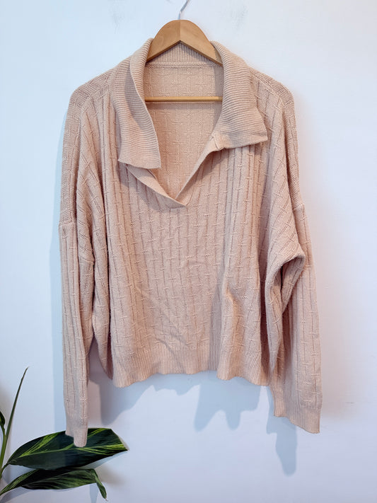 Shein Size 3XL Cable Knit Collared Sweater