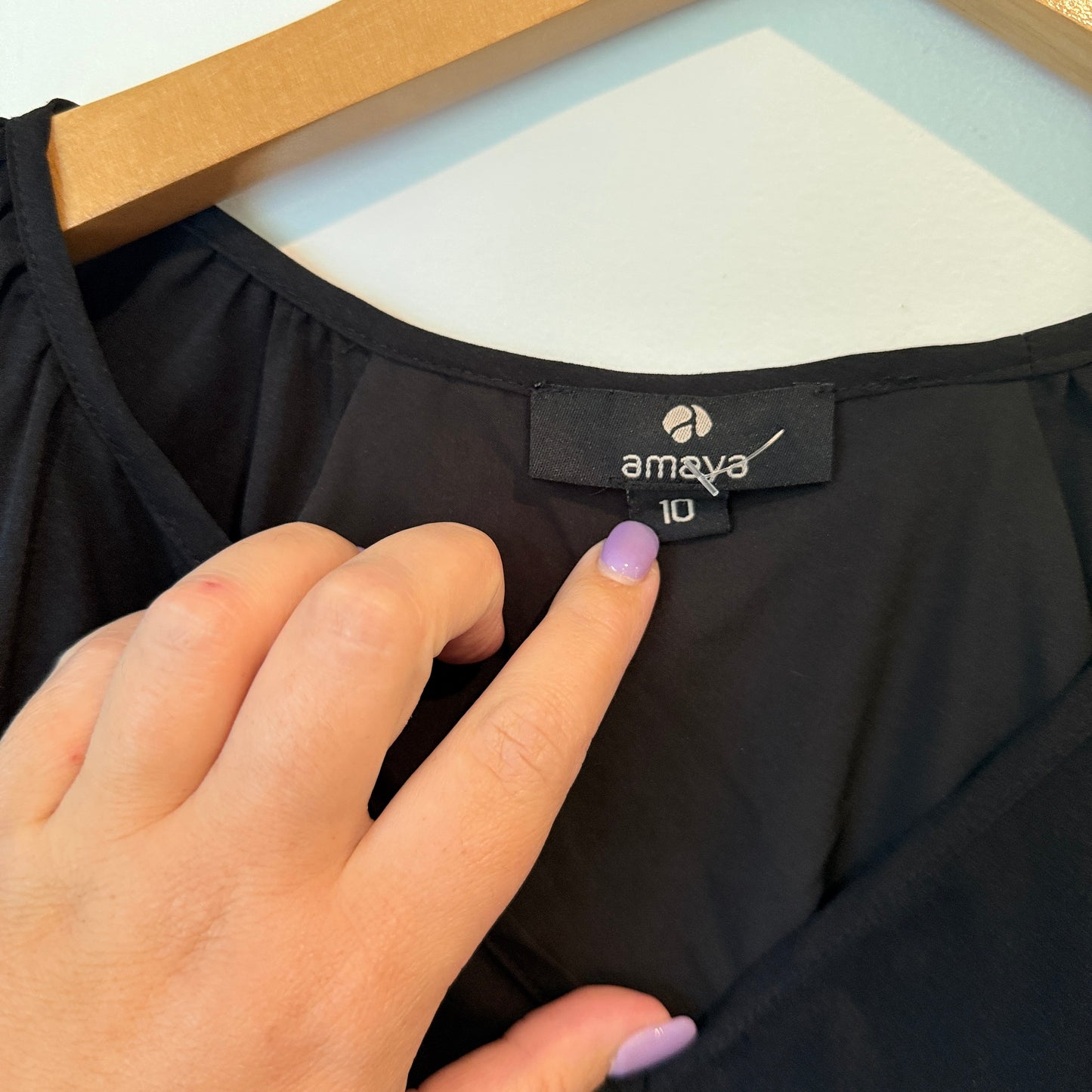 Amaya Long Sleeve Tiered Dress Black – Size 10