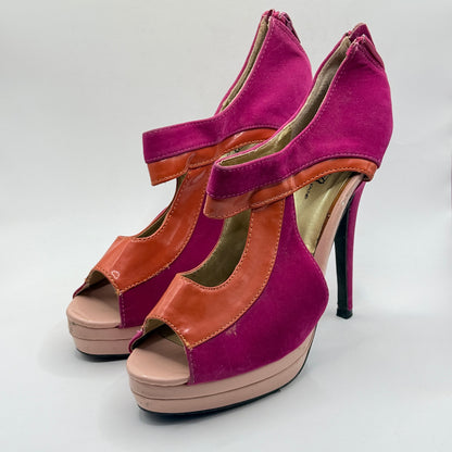 Wild Rose Pink Platform Peep Toe Heels Size 10