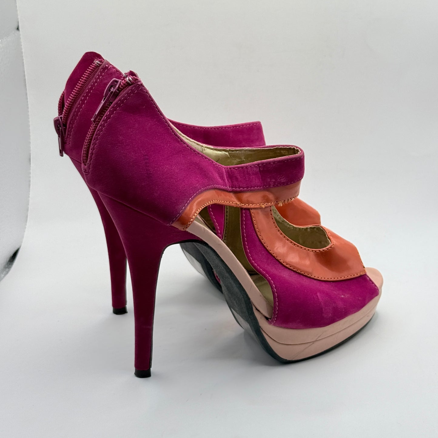 Wild Rose Pink Platform Peep Toe Heels Size 10