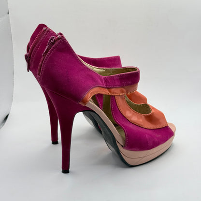 Wild Rose Pink Platform Peep Toe Heels Size 10