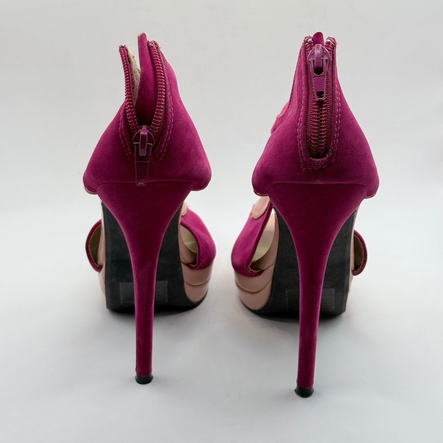Wild Rose Pink Platform Peep Toe Heels Size 10