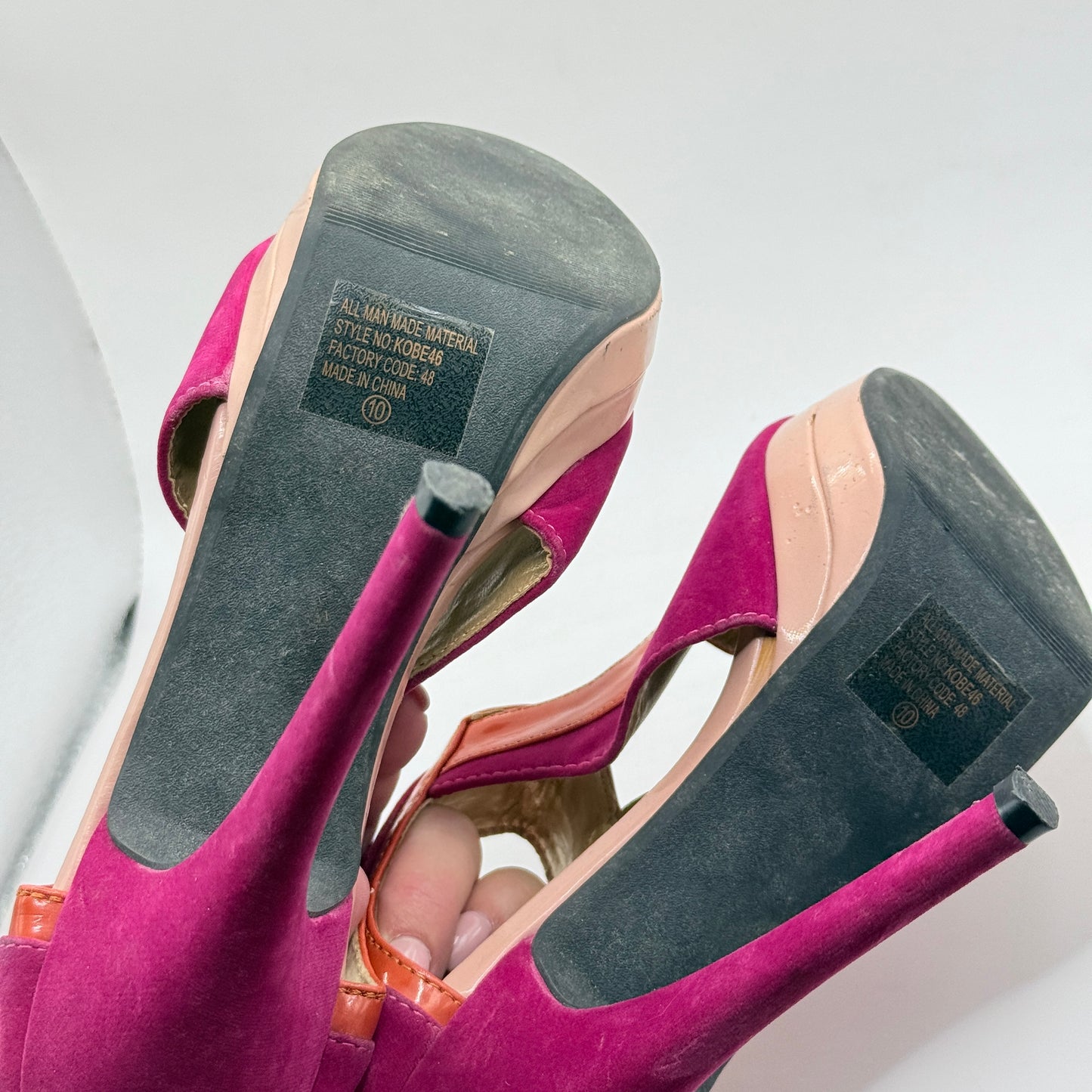 Wild Rose Pink Platform Peep Toe Heels Size 10