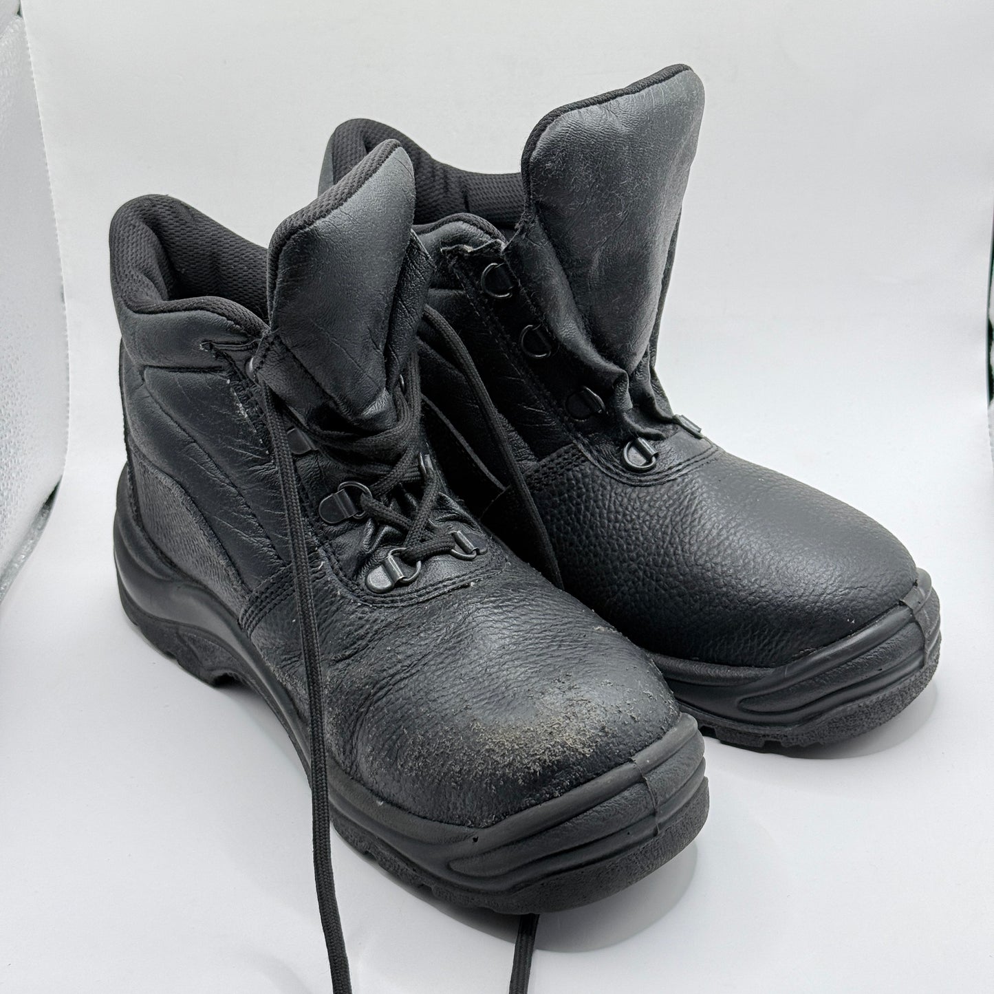 Robuck Black Leather Safety Work Boots UK 6 Steel Toe Oil Resistant