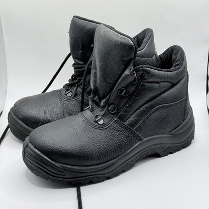 Robuck Black Leather Safety Work Boots UK 6 Steel Toe Oil Resistant