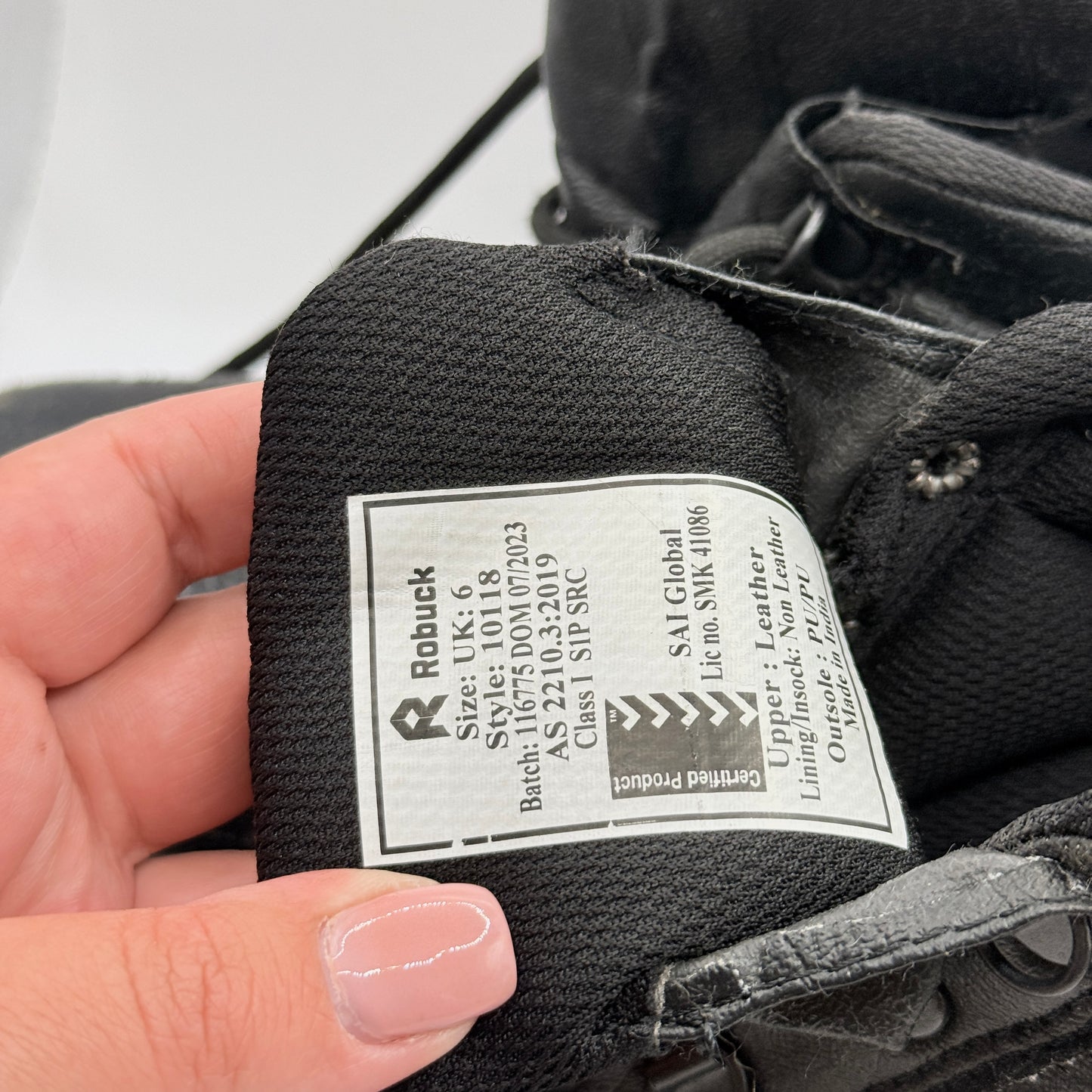 Robuck Black Leather Safety Work Boots UK 6 Steel Toe Oil Resistant