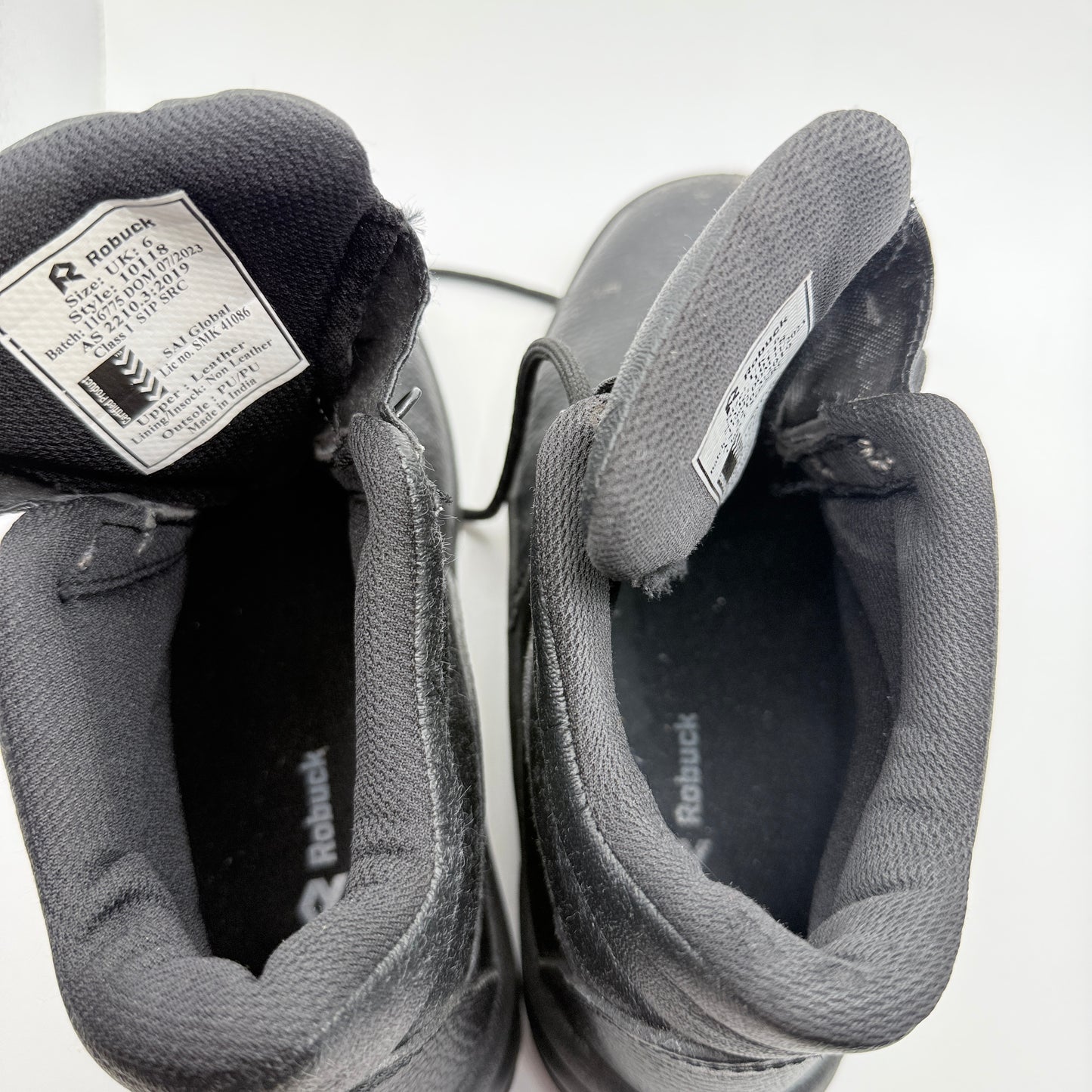 Robuck Black Leather Safety Work Boots UK 6 Steel Toe Oil Resistant