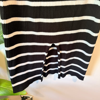 Anko Ribbed Stripe Midi Skirt Black/White – Size 14