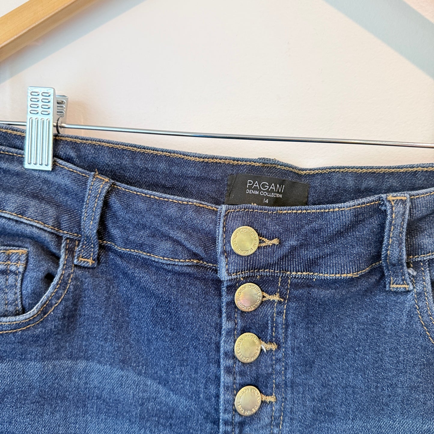 Pagani Denim Collection High Waist Button Fly Jeans – Size 14