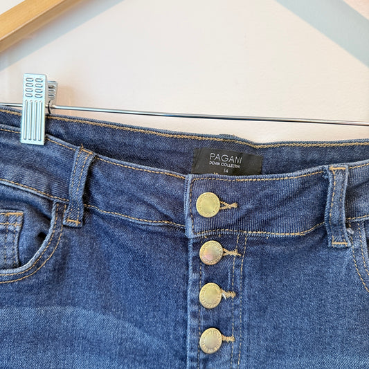 Pagani Denim Collection High Waist Button Fly Jeans – Size 14