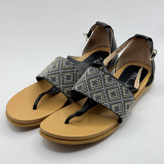 Nu by Neo Black Embellished Sandals Size 40 Womens Flat Thong Sandals