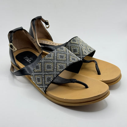 Nu by Neo Black Embellished Sandals Size 40 Womens Flat Thong Sandals
