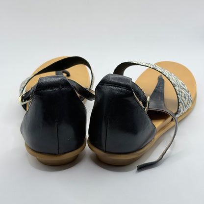 Nu by Neo Black Embellished Sandals Size 40 Womens Flat Thong Sandals