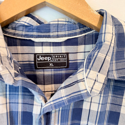 Jeep Spirit Short Sleeve Check Shirt Blue – Size XL