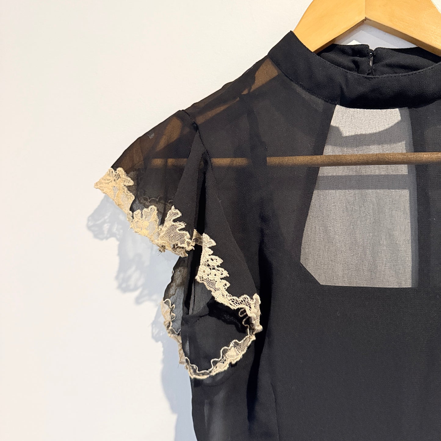 ASOS Size 6 Black Short-Sleeved Chiffon Mini Dress