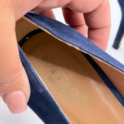 Mi Piaci Navy Blue Suede Pointed Toe Stiletto Heels – Size 40