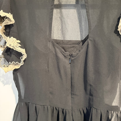 ASOS Size 6 Black Short-Sleeved Chiffon Mini Dress