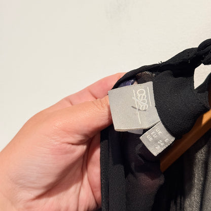 ASOS Size 6 Black Short-Sleeved Chiffon Mini Dress