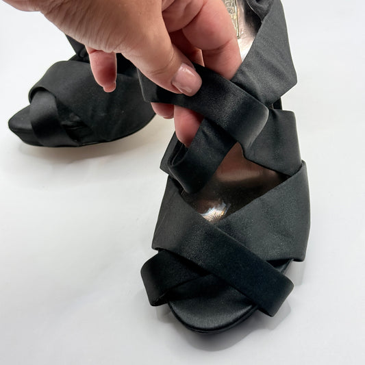 La Strada Black Satin Cross-Strap Heels – Size 39
