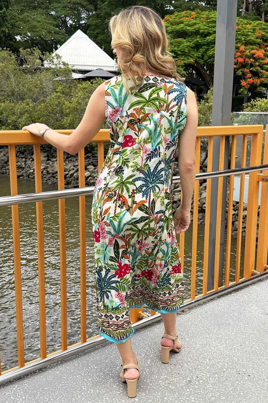 Orientique Ovahe V Sleeveless Midi Dress Size 8
