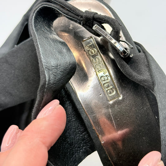 La Strada Black Satin Cross-Strap Heels – Size 39
