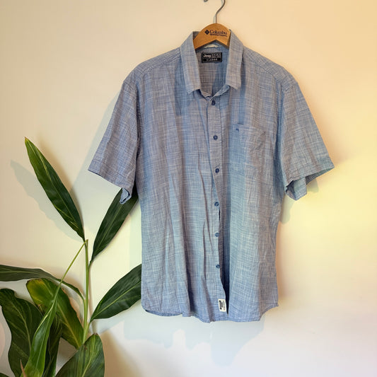 Jeep Spirit Short Sleeve Button-Up Shirt Light Blue – Size XL