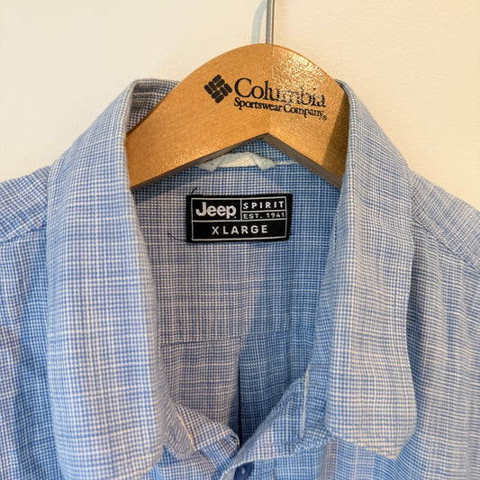 Jeep Spirit Short Sleeve Button-Up Shirt Light Blue – Size XL