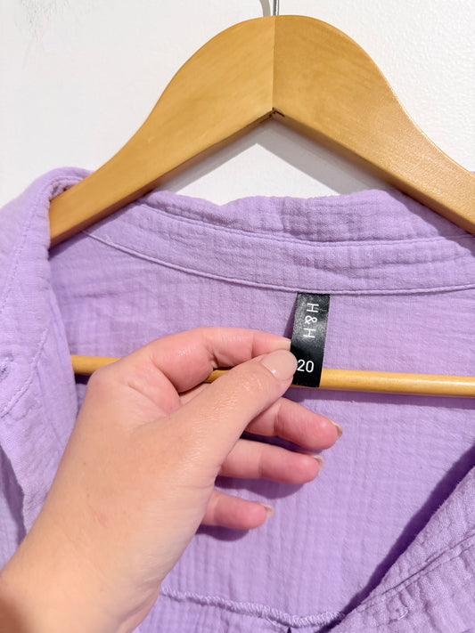 H & H Size 20 Oversized Lilac Button-Down Shirt