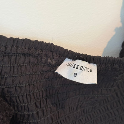 ThatsSoFetch Tie-Front Crop Top – Black – Size 8