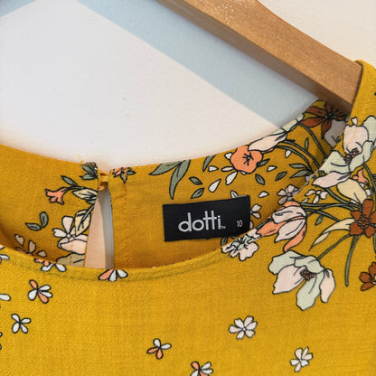 Dotti Floral Print Long Sleeve Dress – Mustard – Size 10