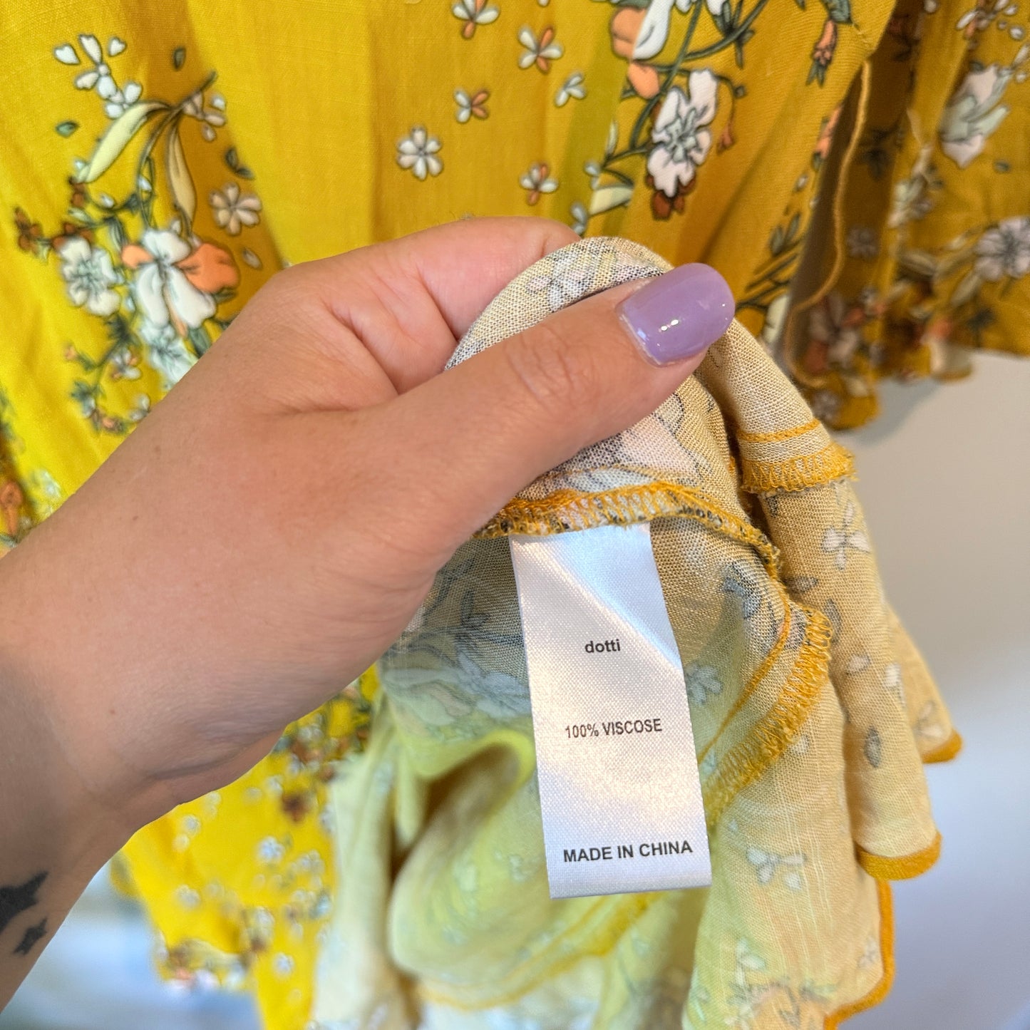 Dotti Floral Print Long Sleeve Dress – Mustard – Size 10