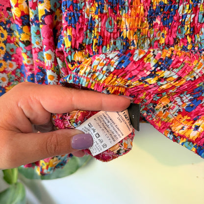 Shein Floral Smocked Puff Sleeve Crop Top – Size XL