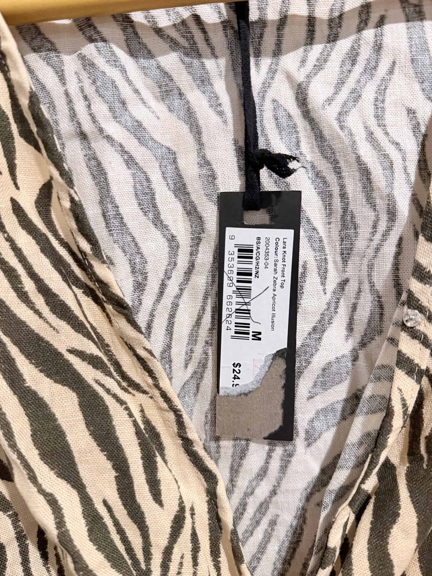 Cotton On Zebra Print Twist Front Top Neutral Size M