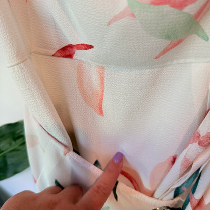 Angel Biba Floral Wrap Mini Dress – White – Size 8