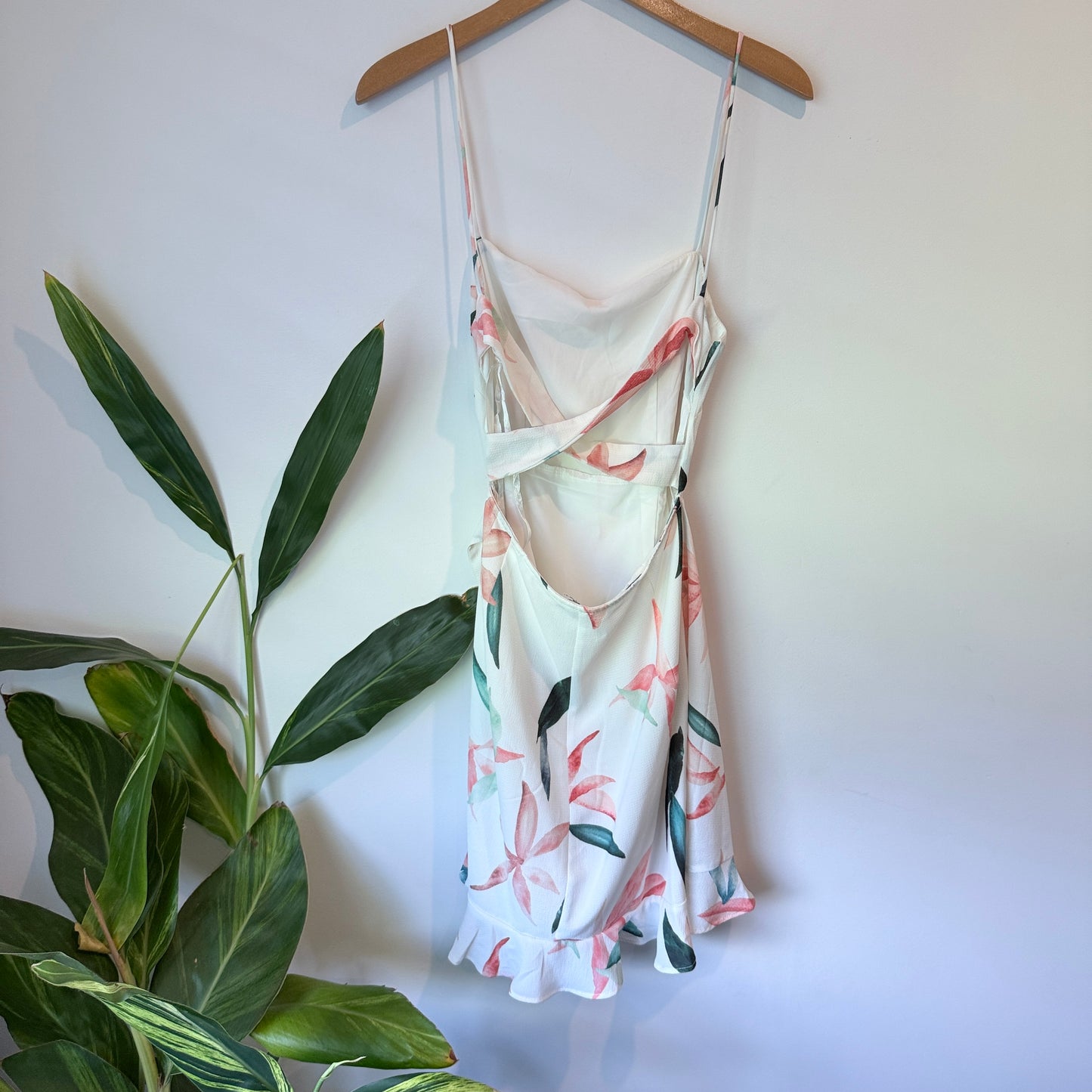 Angel Biba Floral Wrap Mini Dress – White – Size 8