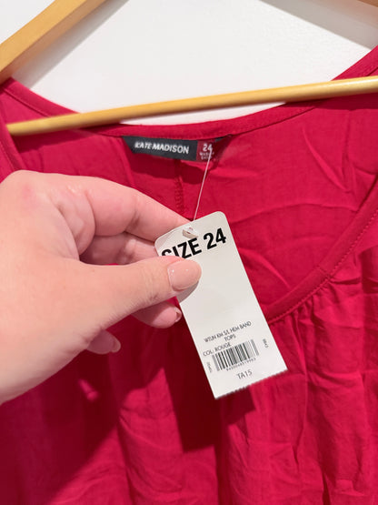Kate Madison Sleeveless Drape Top Rouge Pink Size 24