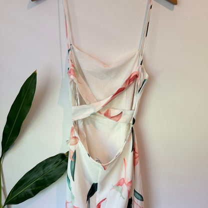 Angel Biba Floral Wrap Mini Dress – White – Size 8