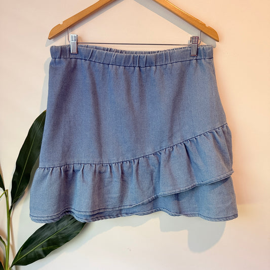Supre Asymmetric Ruffle Skirt Denim Look - XL