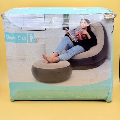 Inflatable Lounge Chair with Footstool Single Size