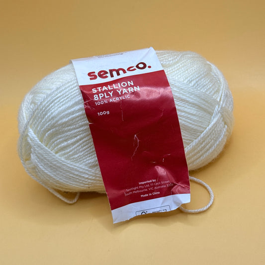 Semco Stallion 8ply Acrylic Yarn Cream 100g