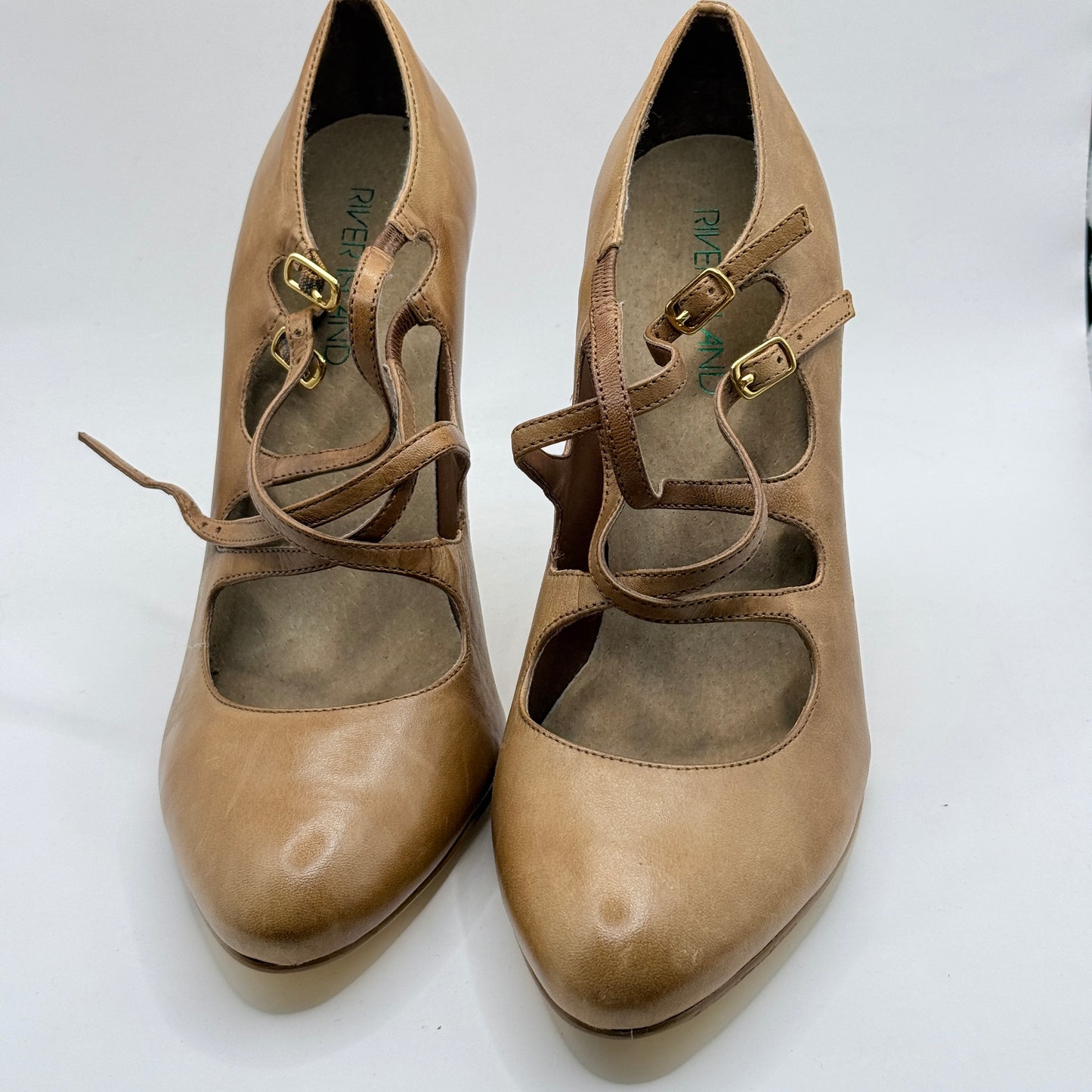 River Island Multi-Strap Leather Stiletto Heels - Size 7